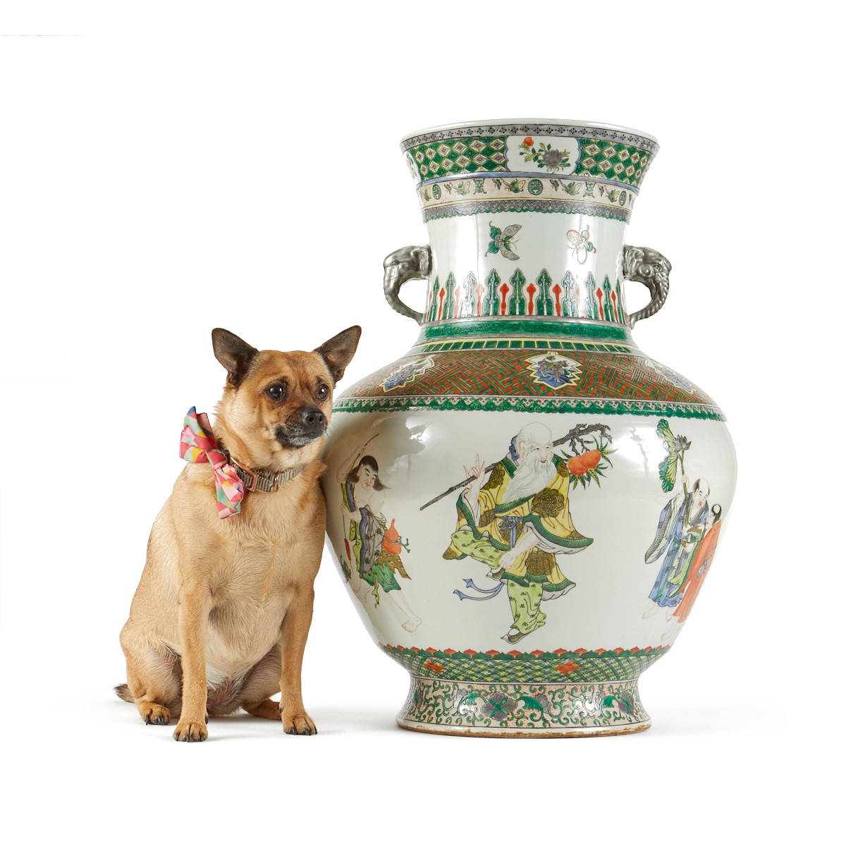 Palace Sized 26" Chinese Famille Verte Vase - Image 2 of 10