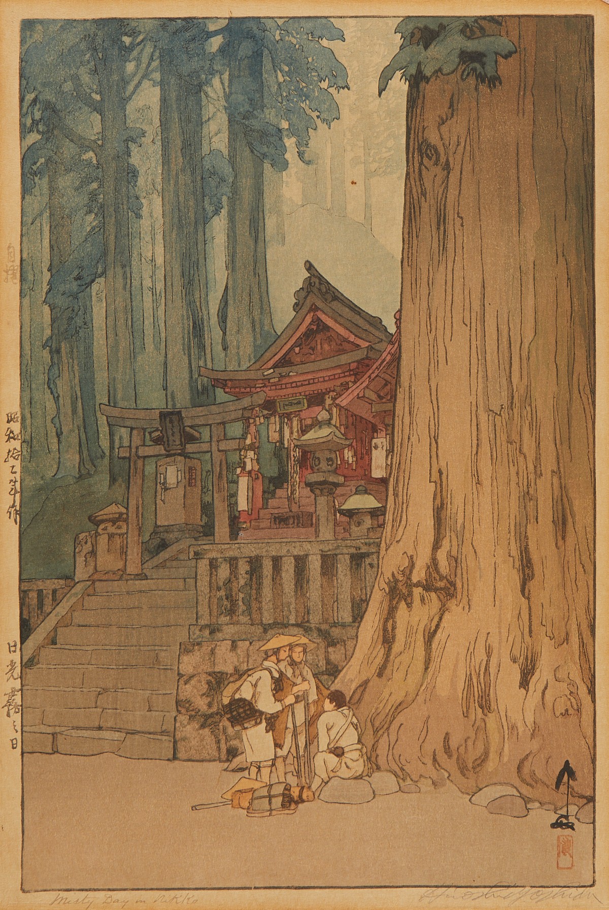 Hiroshi Yoshida "Misty Day in Nikko" Woodblock