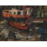 Elof Wedin "Dry Dock" Pastel on Paper 1950