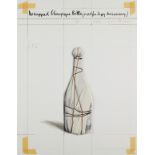 Christo "Wrapped Champagne Bottle" Collage 2000