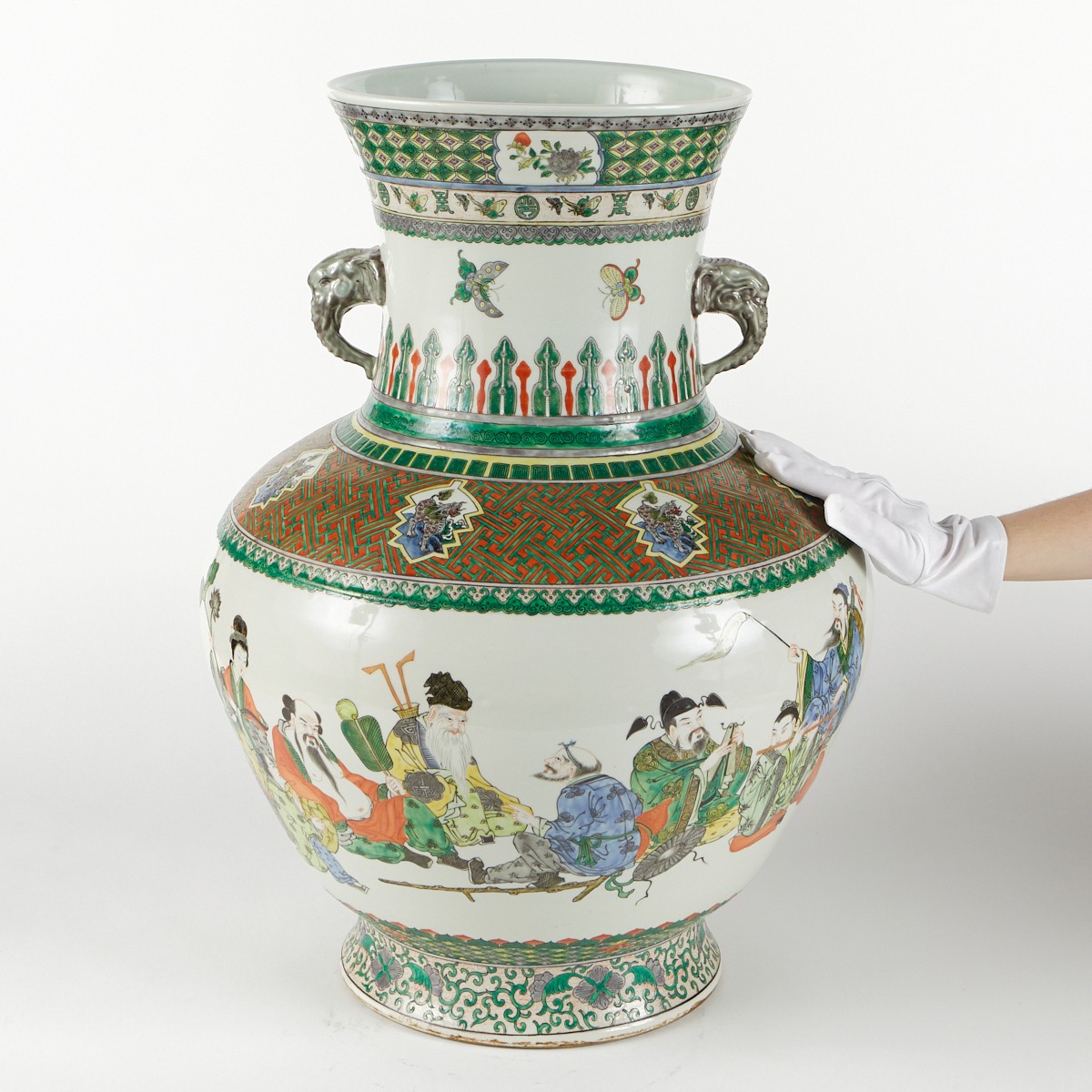 Palace Sized 26" Chinese Famille Verte Vase - Image 9 of 10