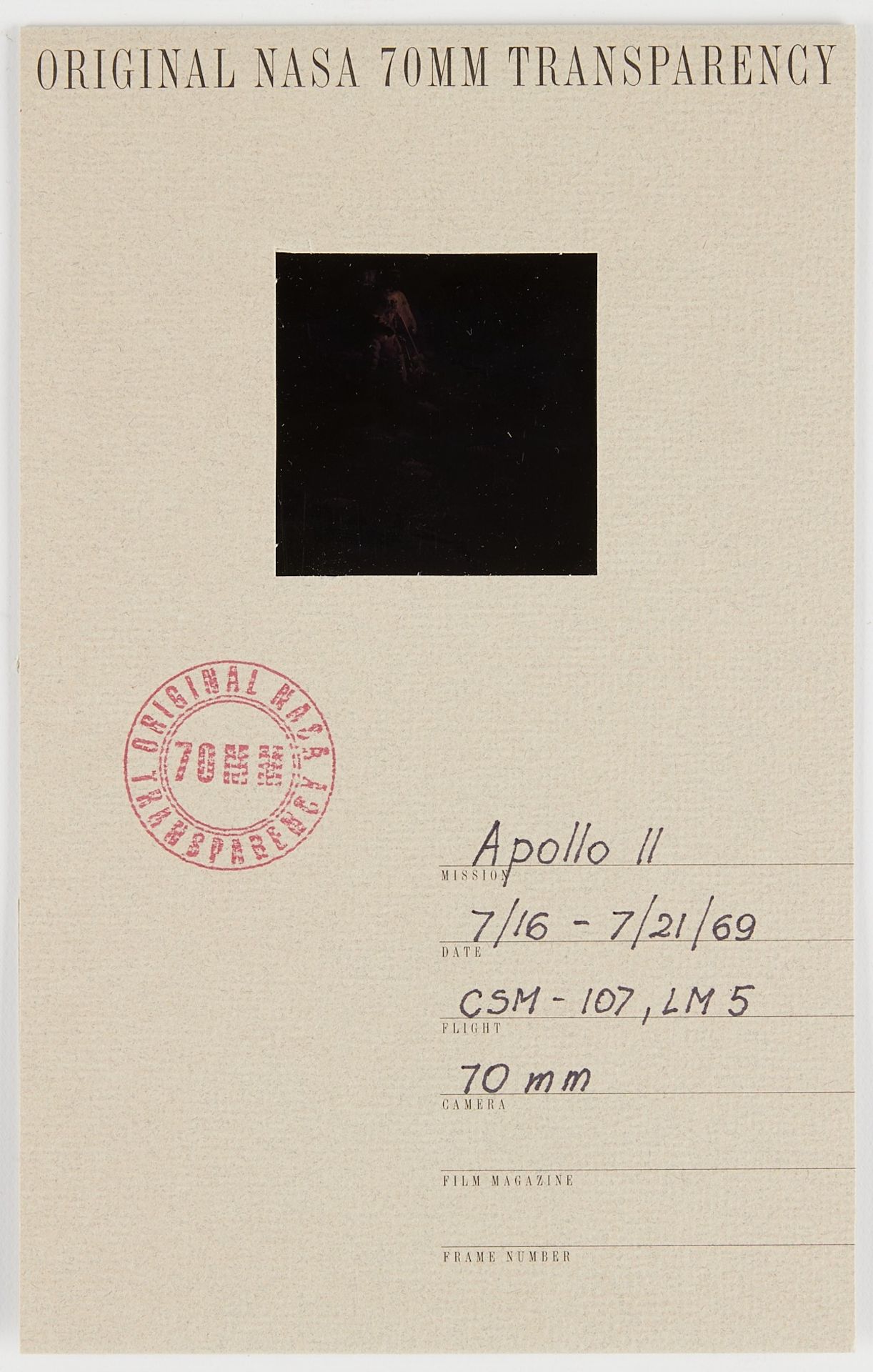 70mm Orig NASA Transparency Aldrin Experiments A11 - Bild 2 aus 3