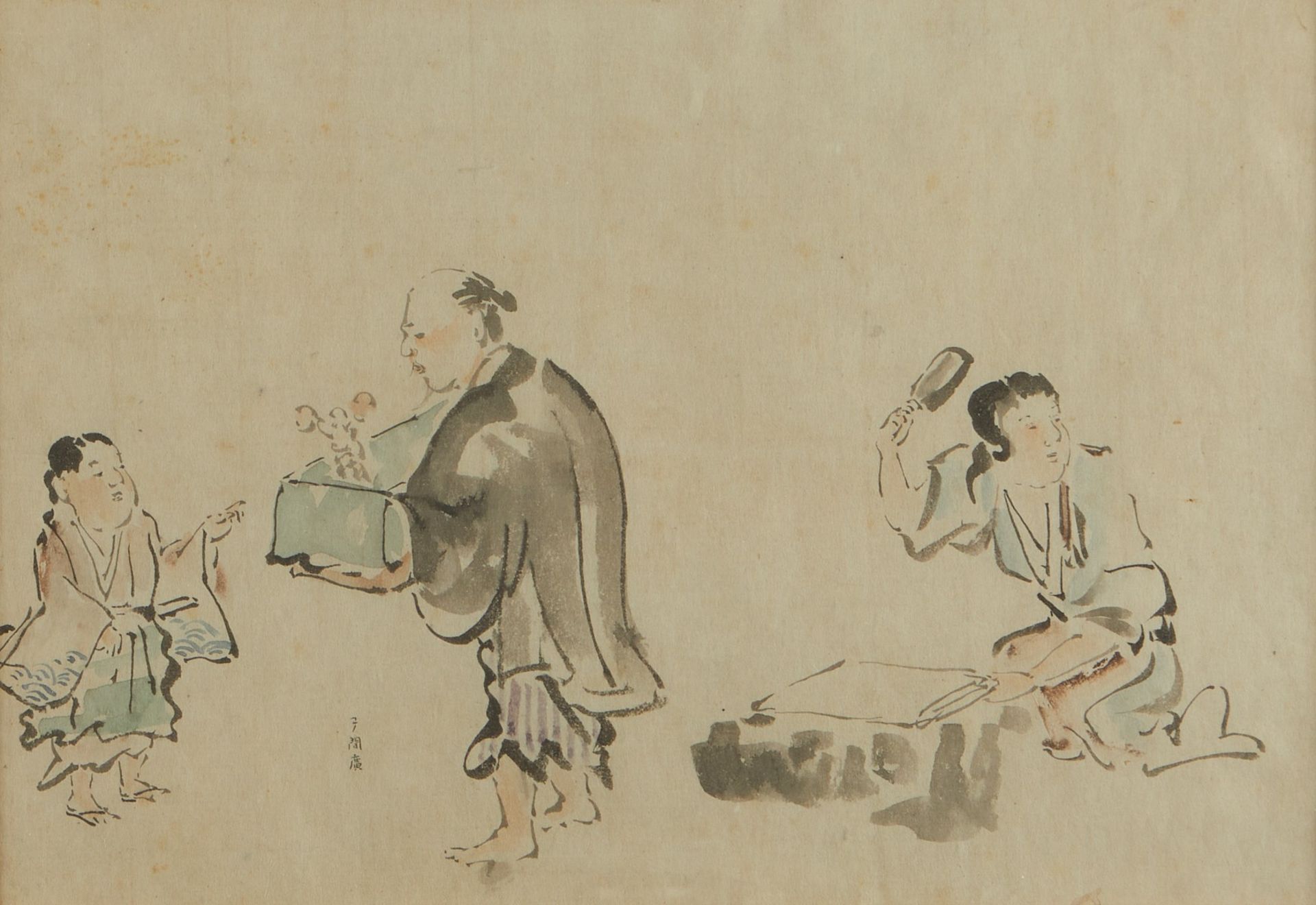 3 Japanese Watercolor Paintings Meiji / Edo - Image 10 of 20