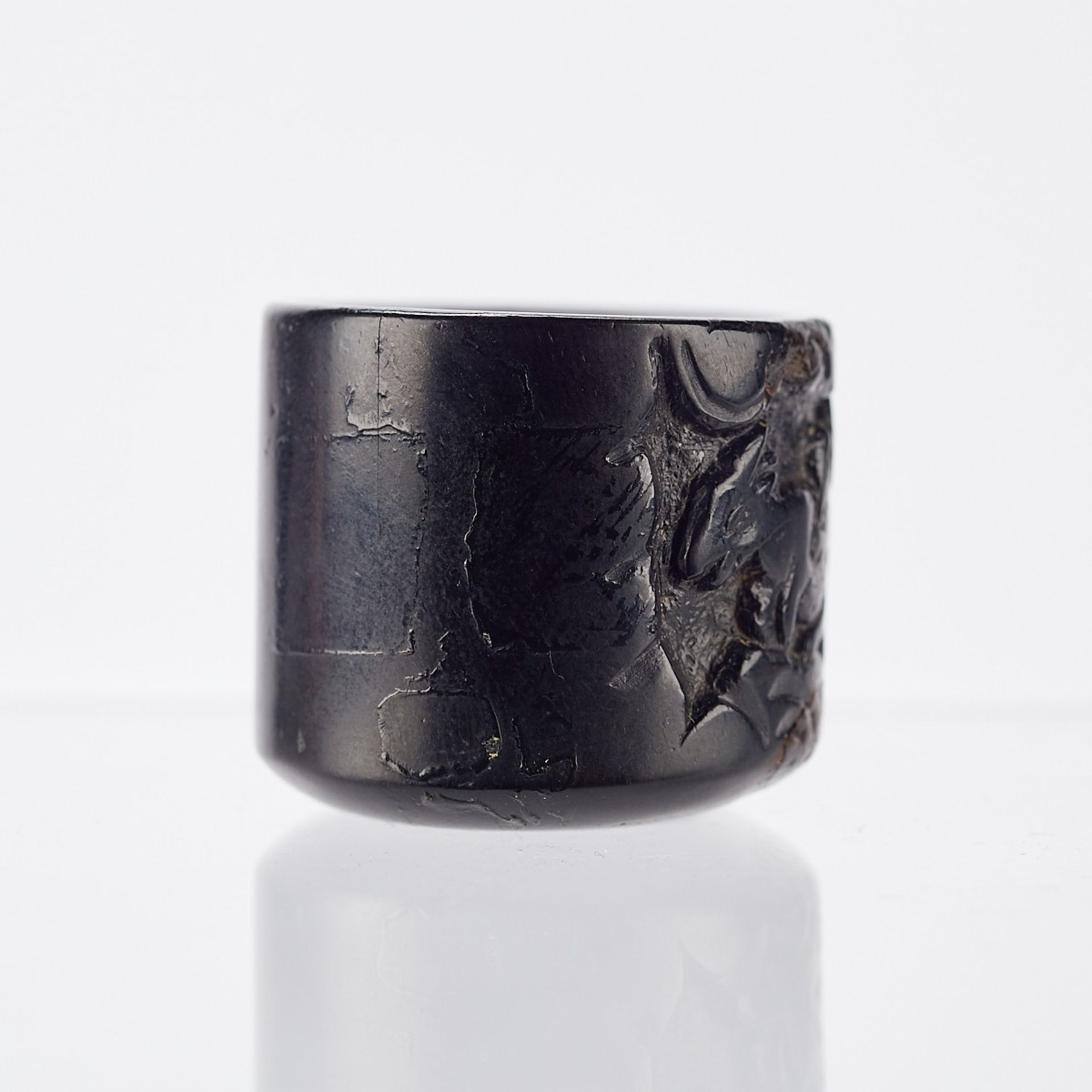 Chinese Carved Wood Archery Ring w/ Rams - Image 4 of 6