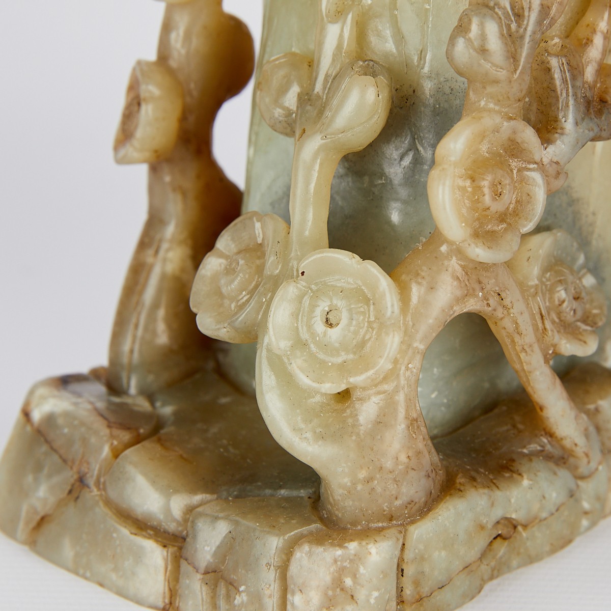 Chinese Jade Flower Pot w/ Prunus & Magpie - Image 2 of 10