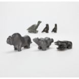 6 Inuit Soapstone Carvings - Bears & Birds