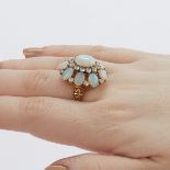 18K Yellow Gold Opal & Diamond Ring