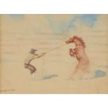 Leonard Reedy "Wild Horse Hunter" Watercolor