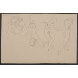 Paul Cadmus Female Nude Poses Crayon on Paper