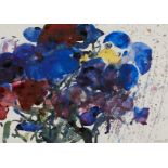 Oskar Koller Abstract Flowers Watercolor 1985