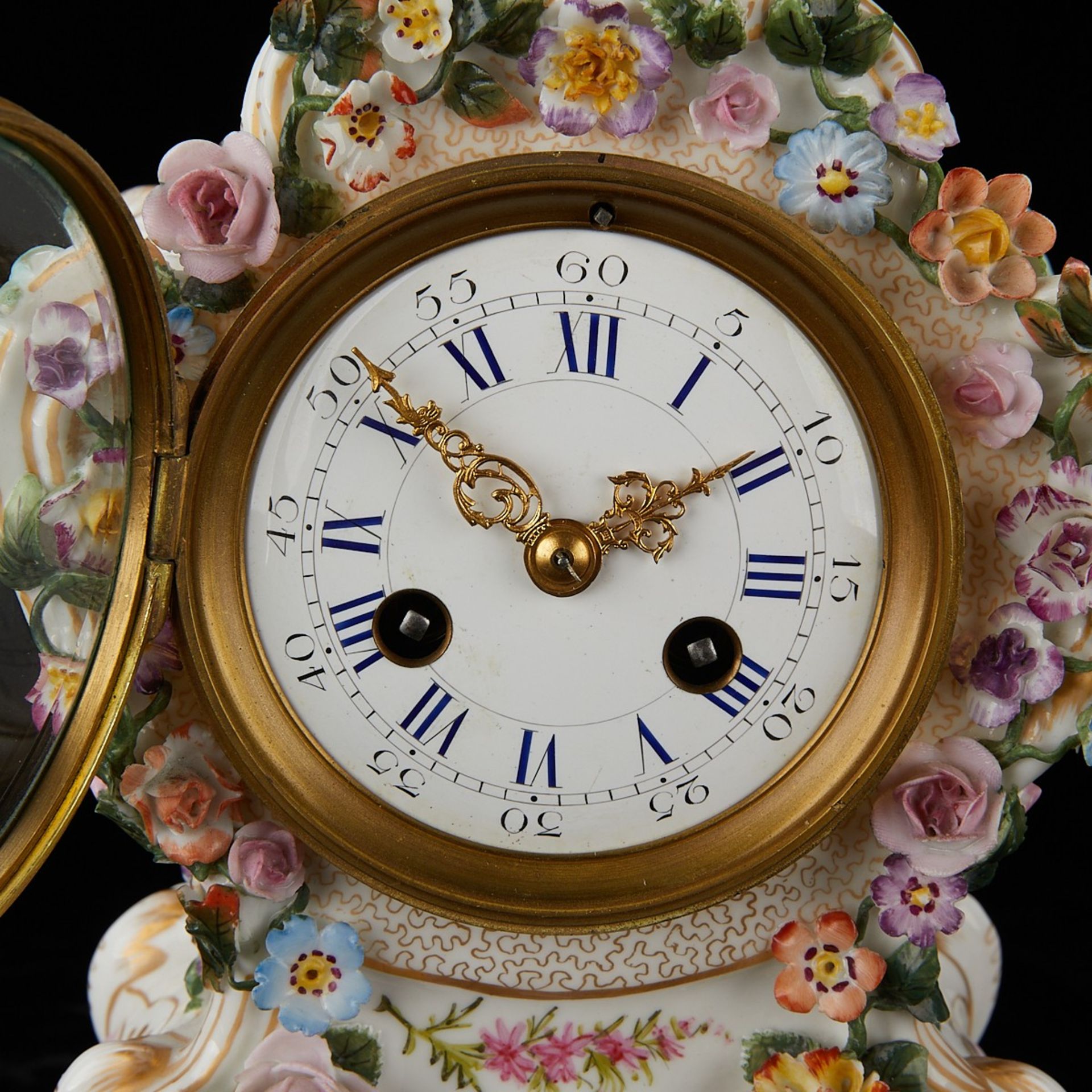Dresden Porcelain Clock w/ Baby & Flowers - Image 9 of 14