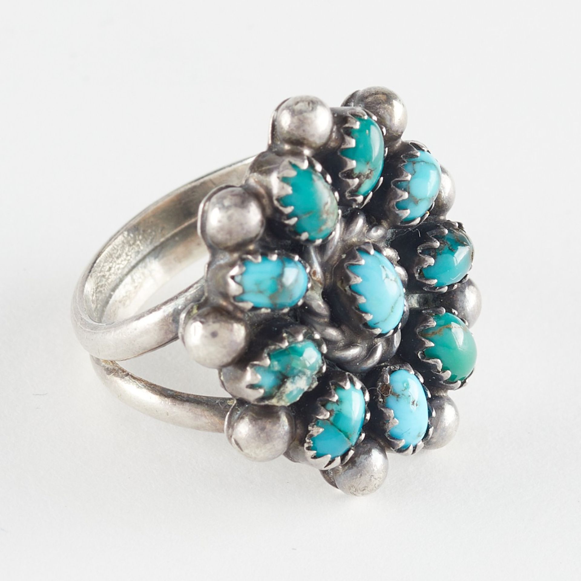 10 Southwest Sterling & Turquoise Rings & Pin - Image 8 of 17