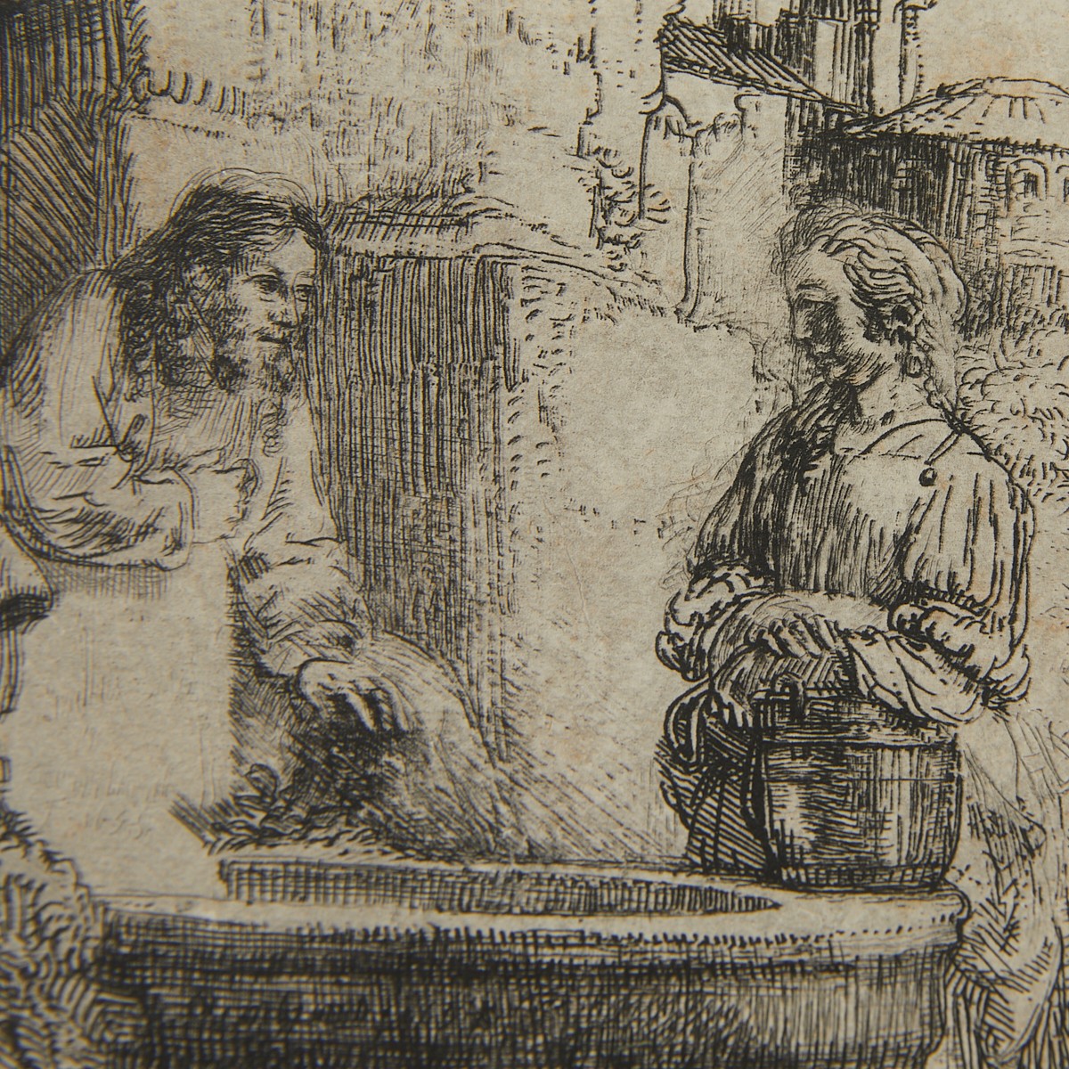 Rembrandt Christ & Samarian Woman 4th State Print - Image 3 of 6