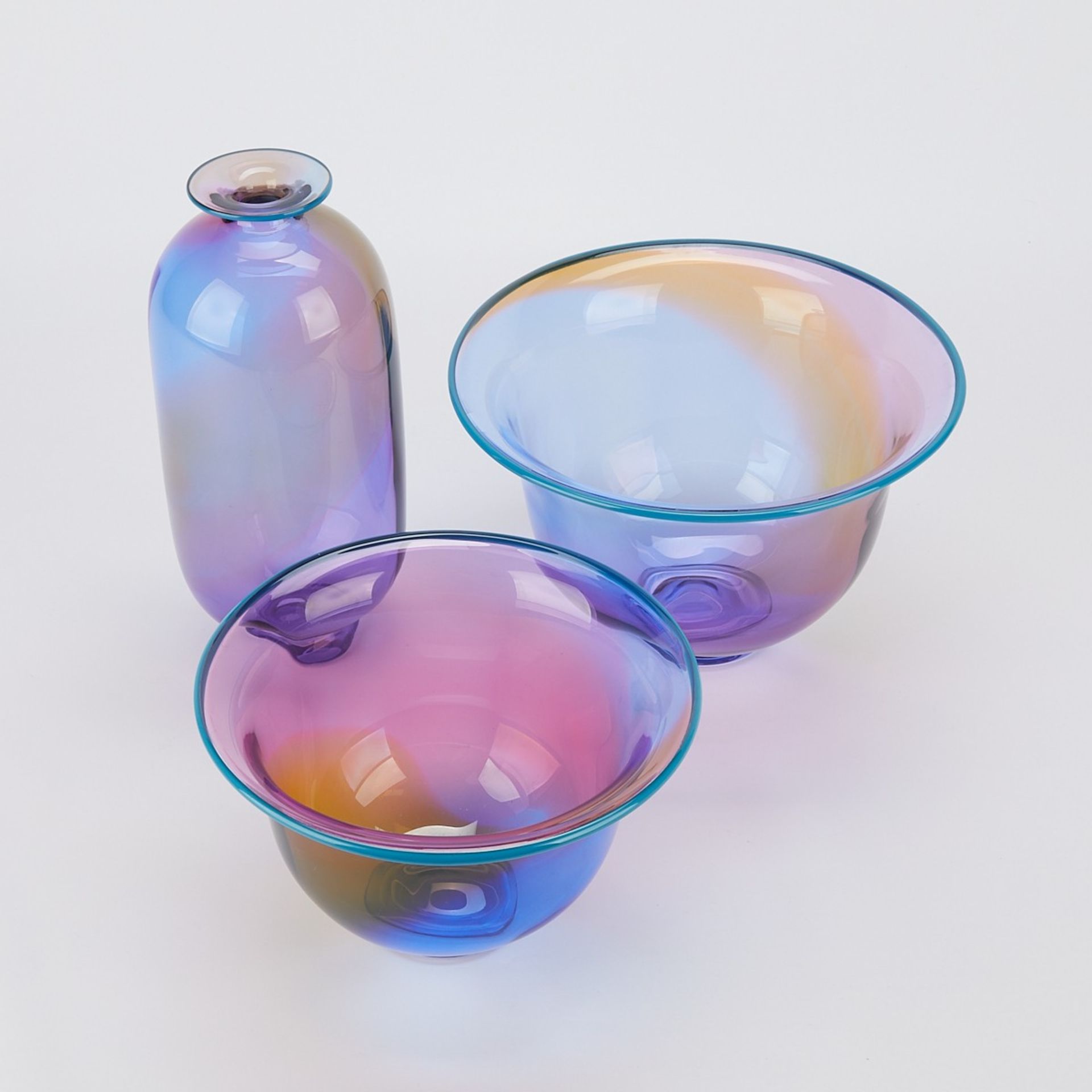 3 Transjo Hytta Multicolored Glass Vessels - Bild 5 aus 11