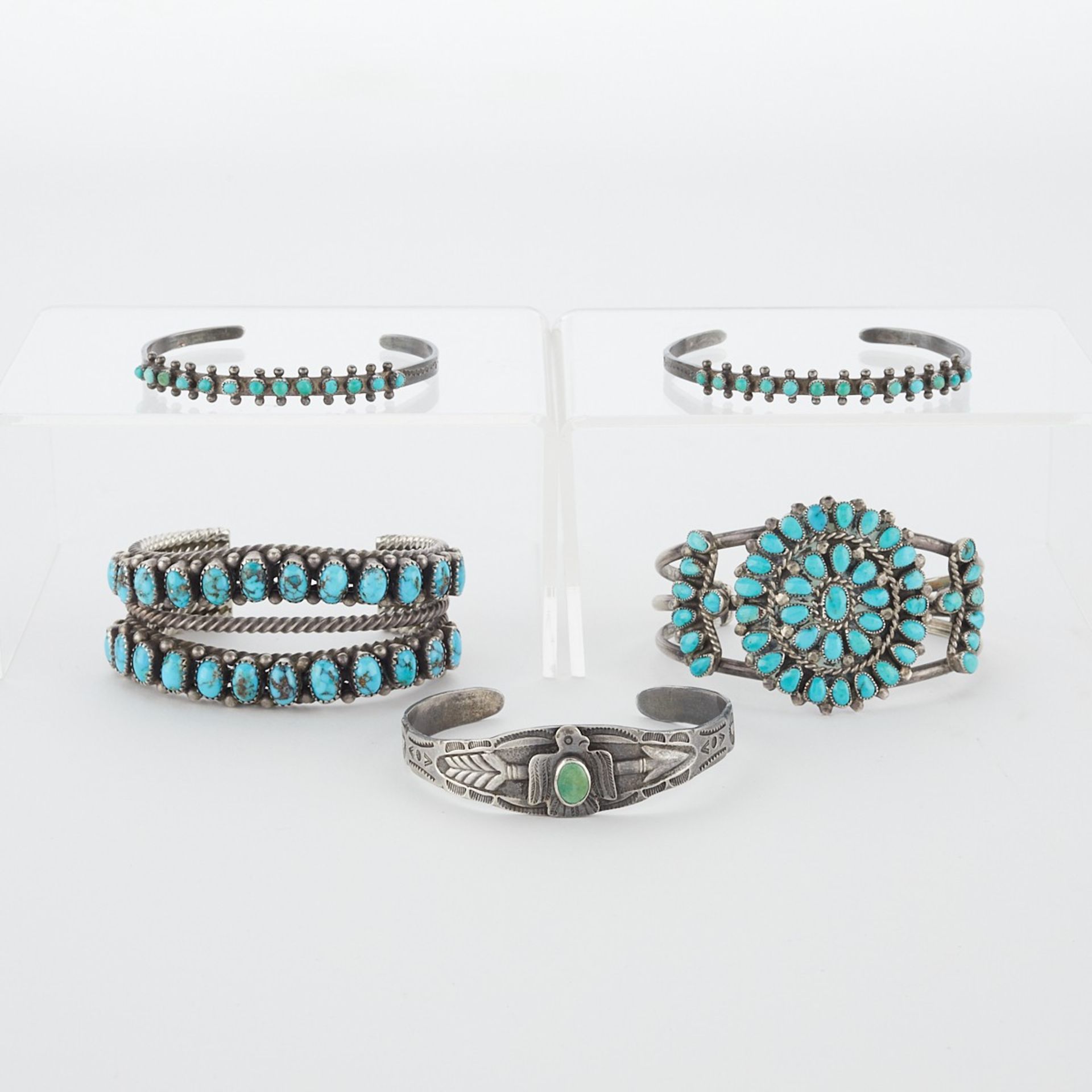 Group of 5 Southwest Turquoise Bracelet Cuffs - Image 3 of 10