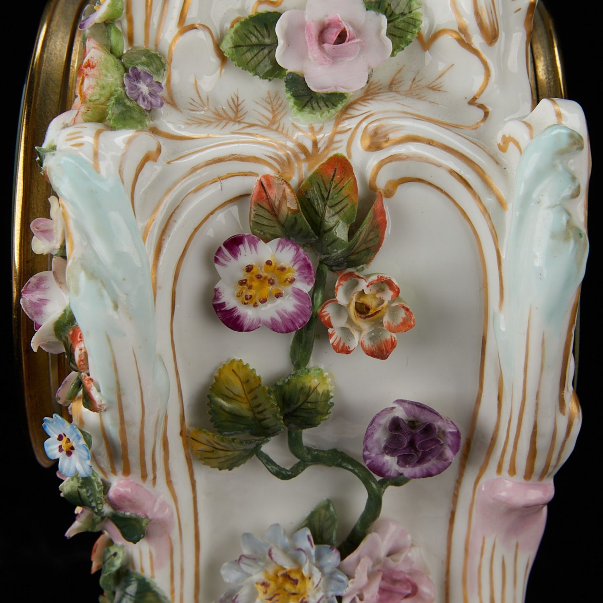 Dresden Porcelain Clock w/ Baby & Flowers - Image 8 of 14