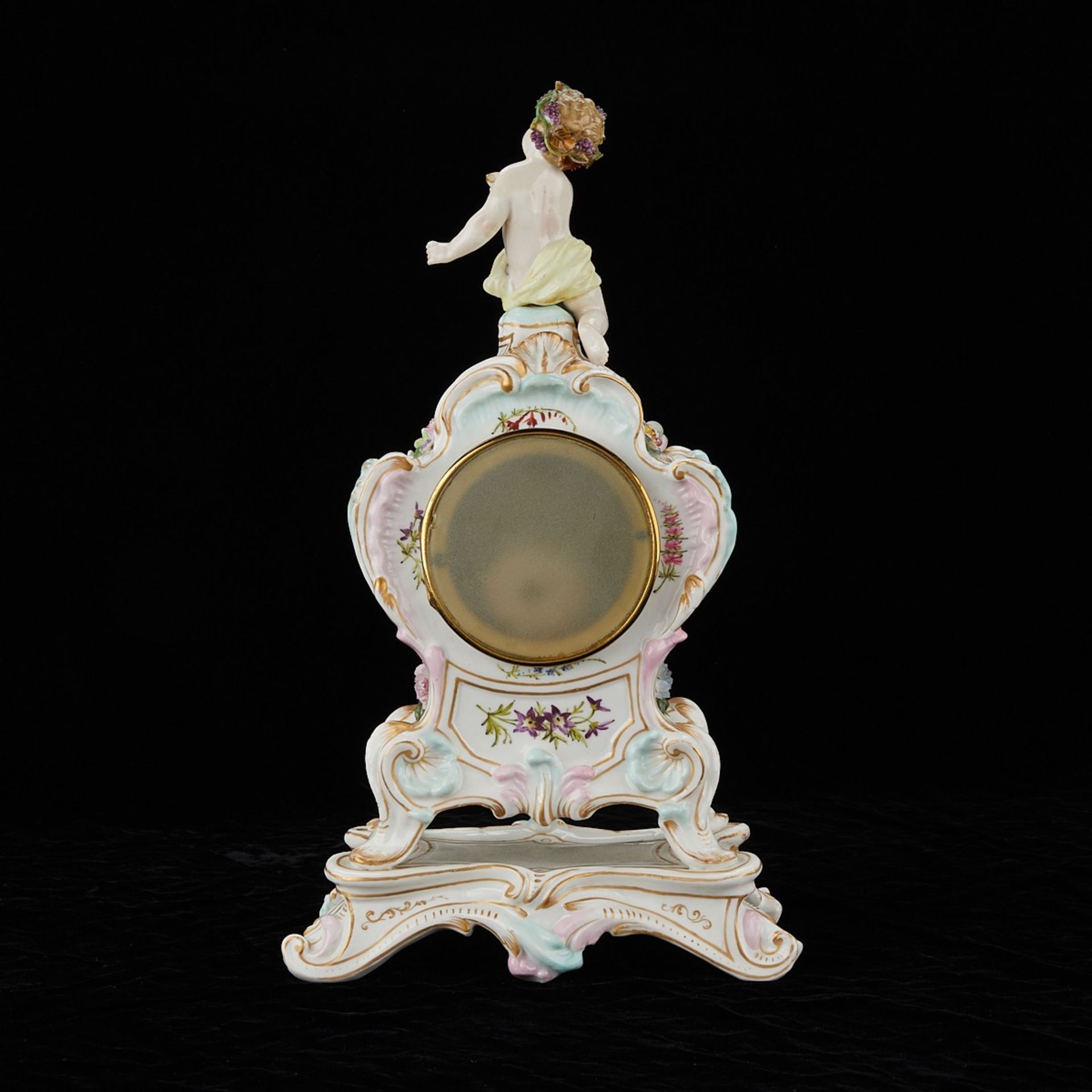 Dresden Porcelain Clock w/ Baby & Flowers - Image 4 of 14