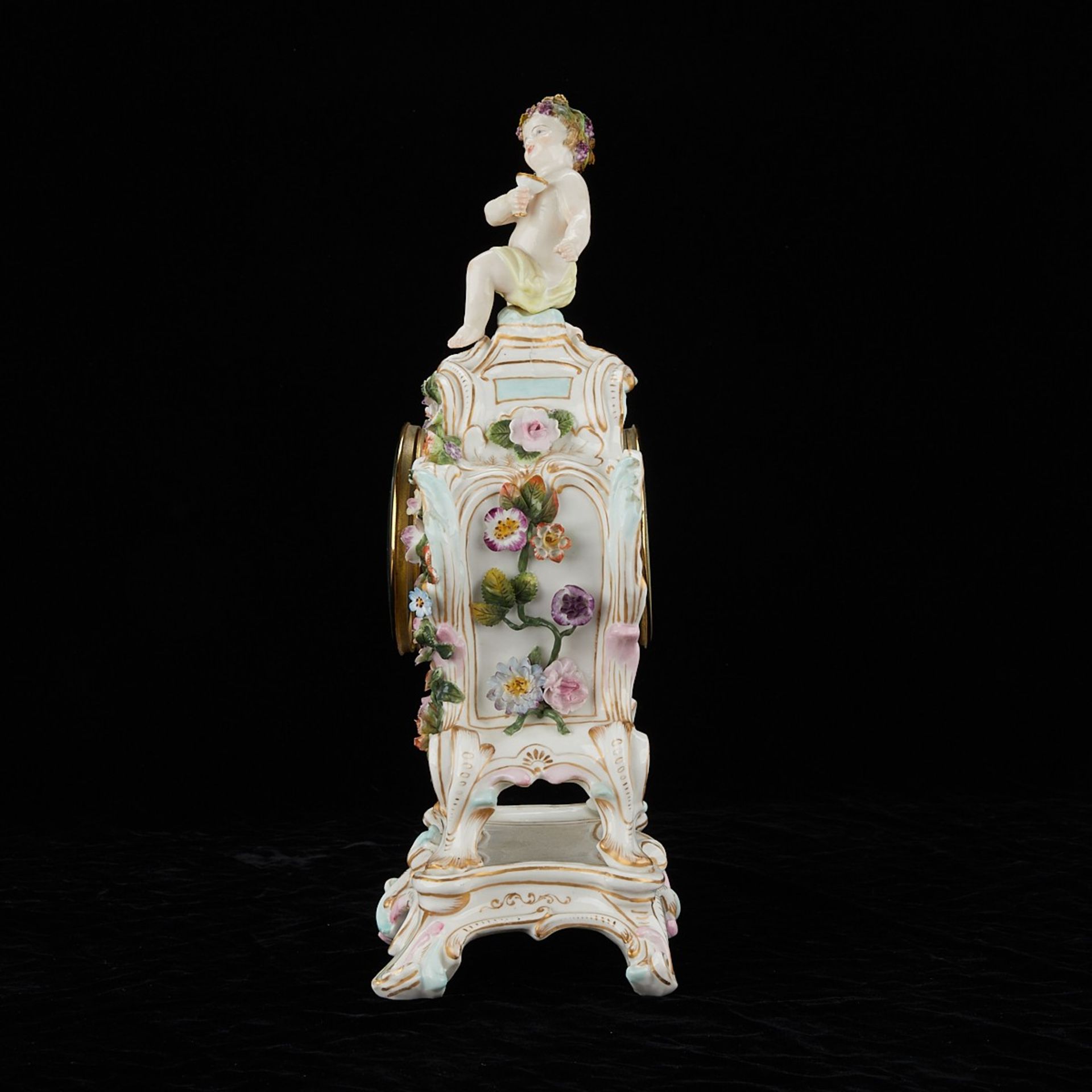 Dresden Porcelain Clock w/ Baby & Flowers - Image 3 of 14