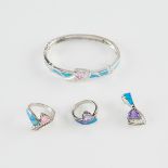 Group of 4 Pcs Opal & Sterling Silver Jewelry