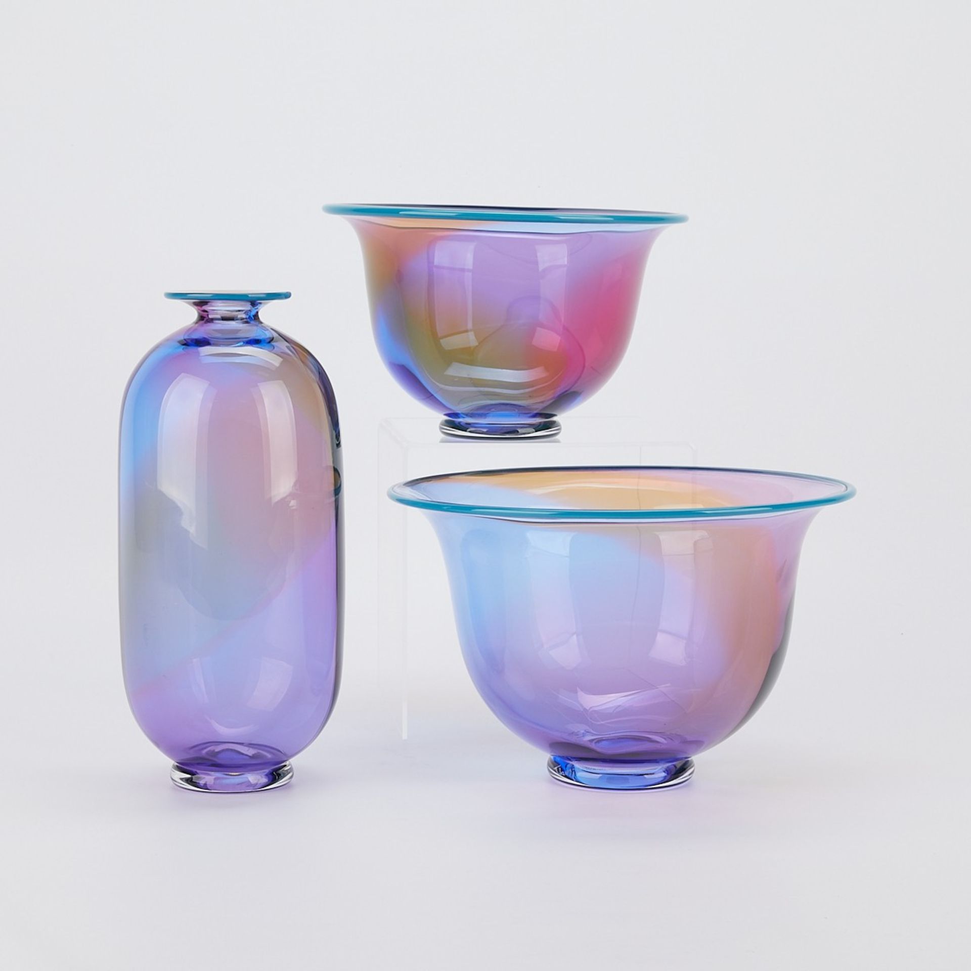 3 Transjo Hytta Multicolored Glass Vessels - Bild 4 aus 11