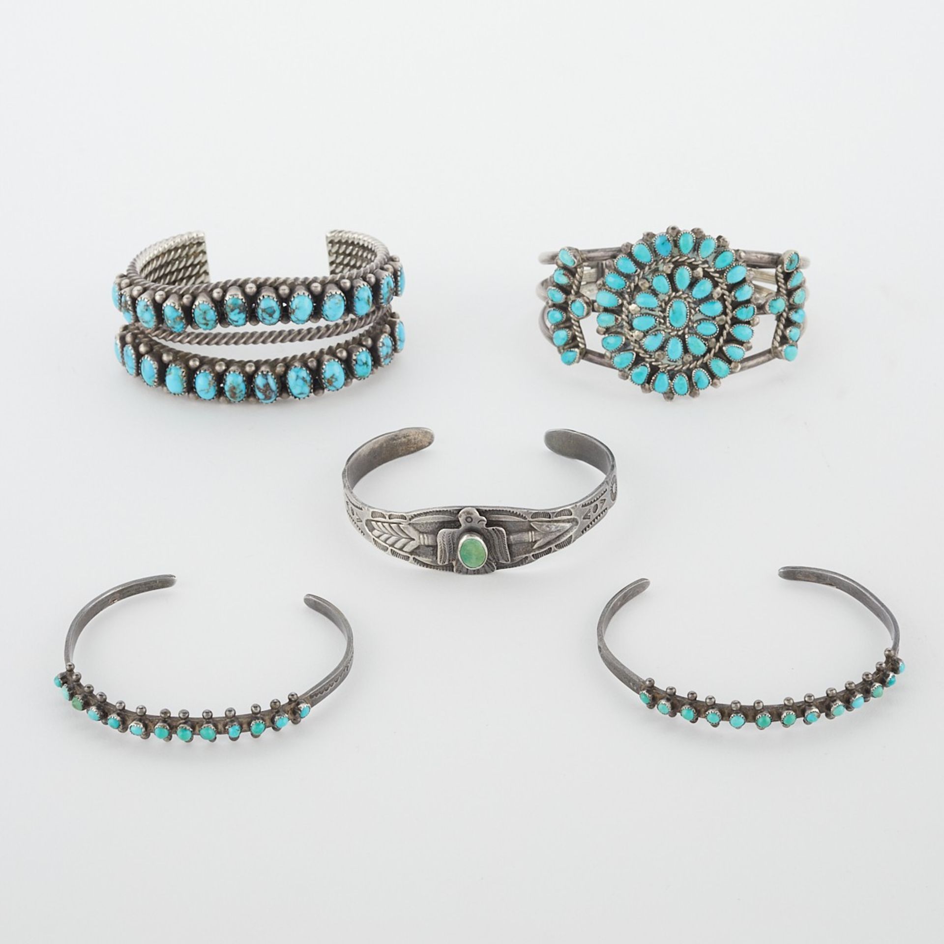 Group of 5 Southwest Turquoise Bracelet Cuffs - Image 2 of 10