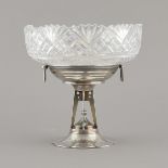 Russian Art Deco Sterling Tazza w/ Crystal Insert