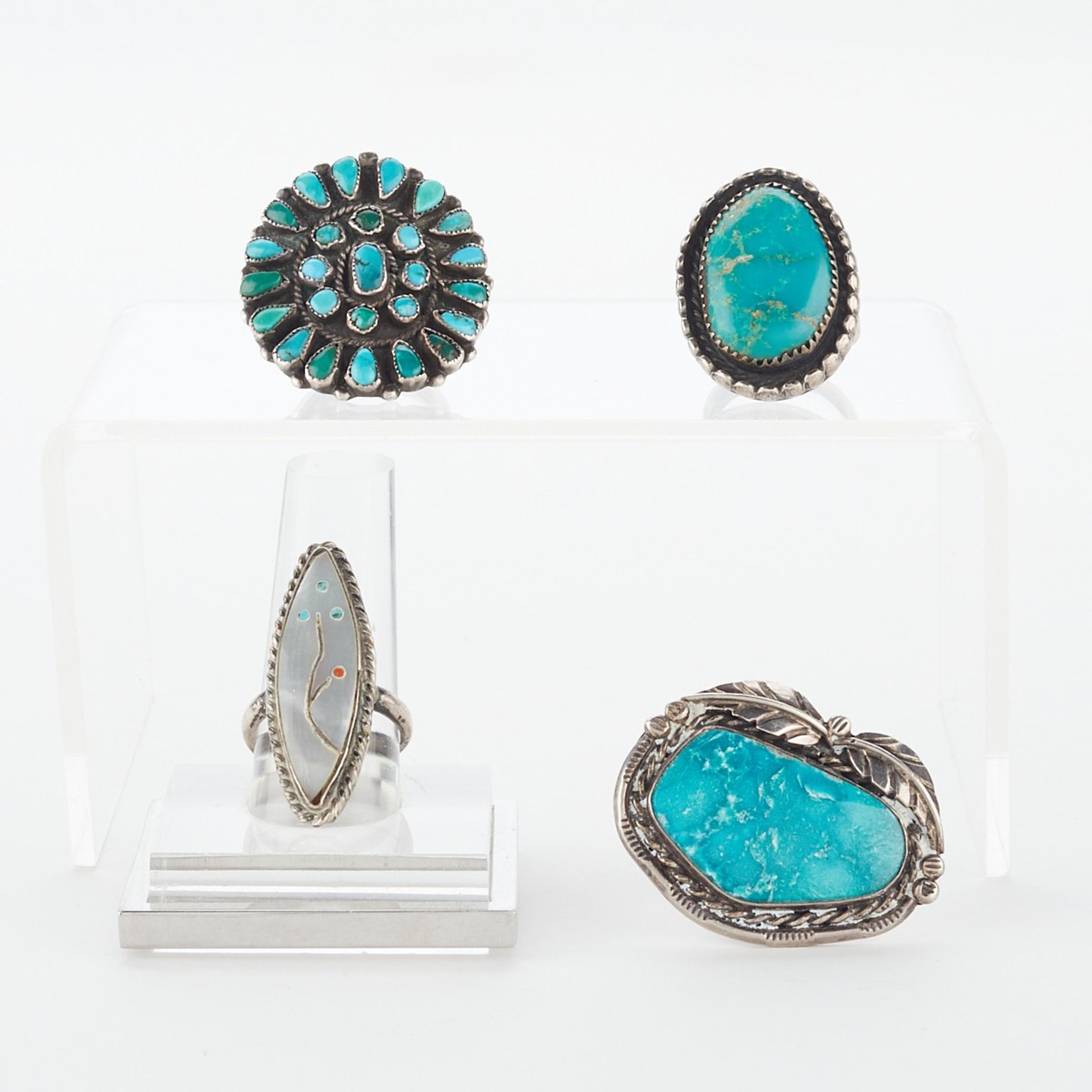 6 Southwest Turquoise Jewelry Rings, Pin, Bracelet - Image 5 of 16