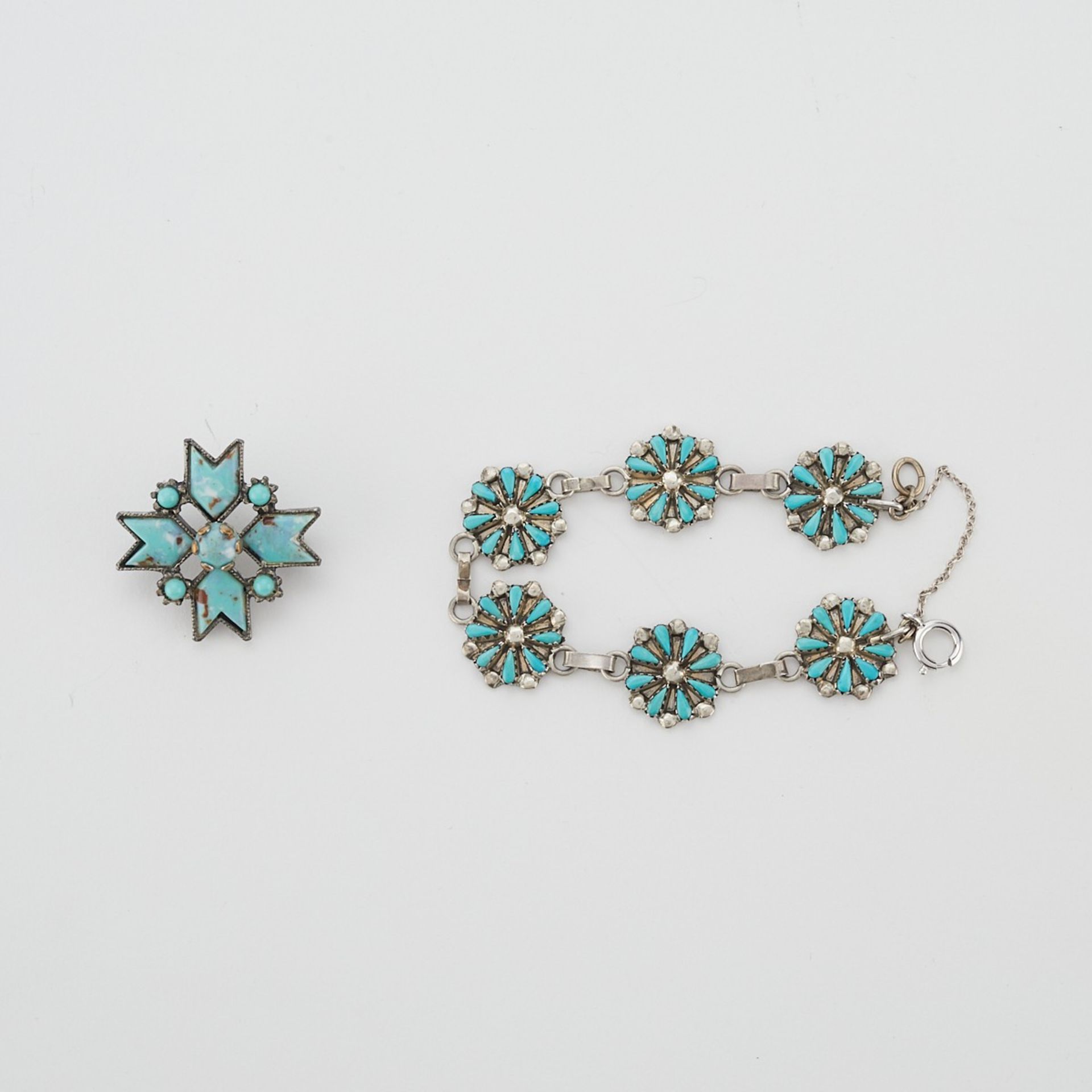 6 Southwest Turquoise Jewelry Rings, Pin, Bracelet - Image 3 of 16