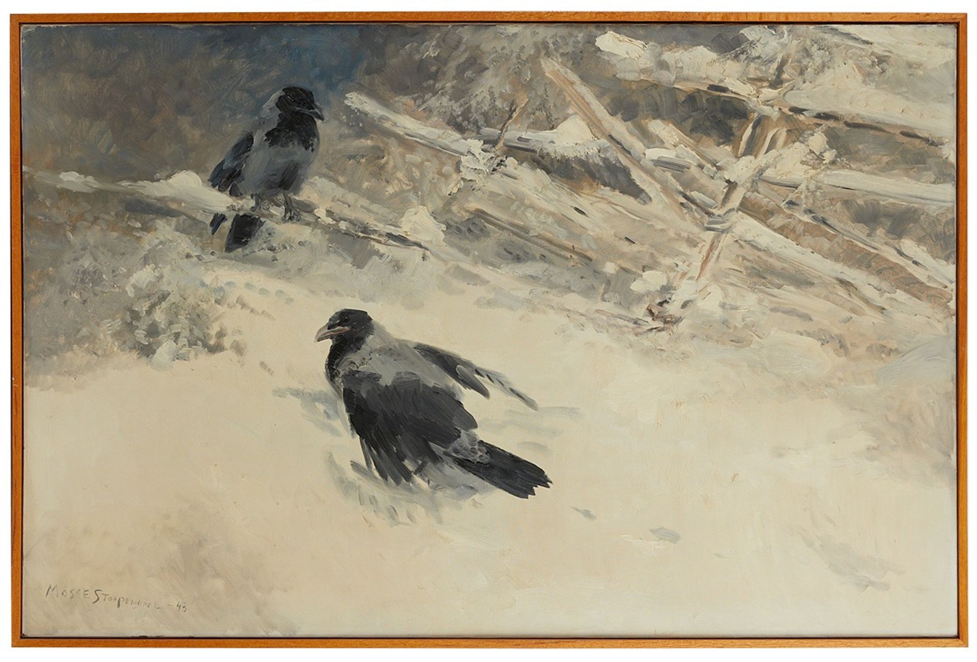 Mosse Stoopendaal Crows in Snow Painting 1943 - Bild 3 aus 7