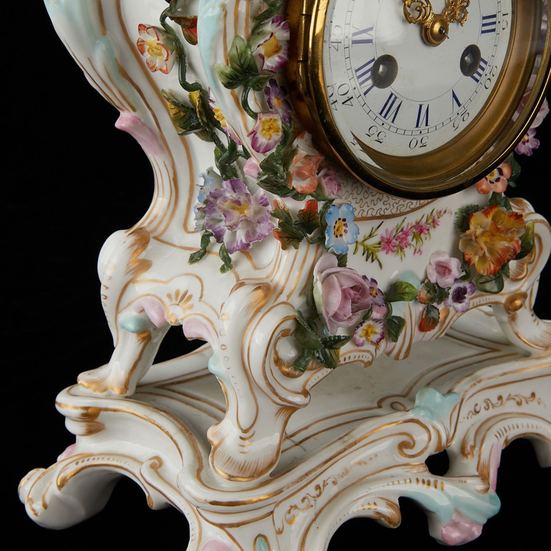 Dresden Porcelain Clock w/ Baby & Flowers - Image 10 of 14