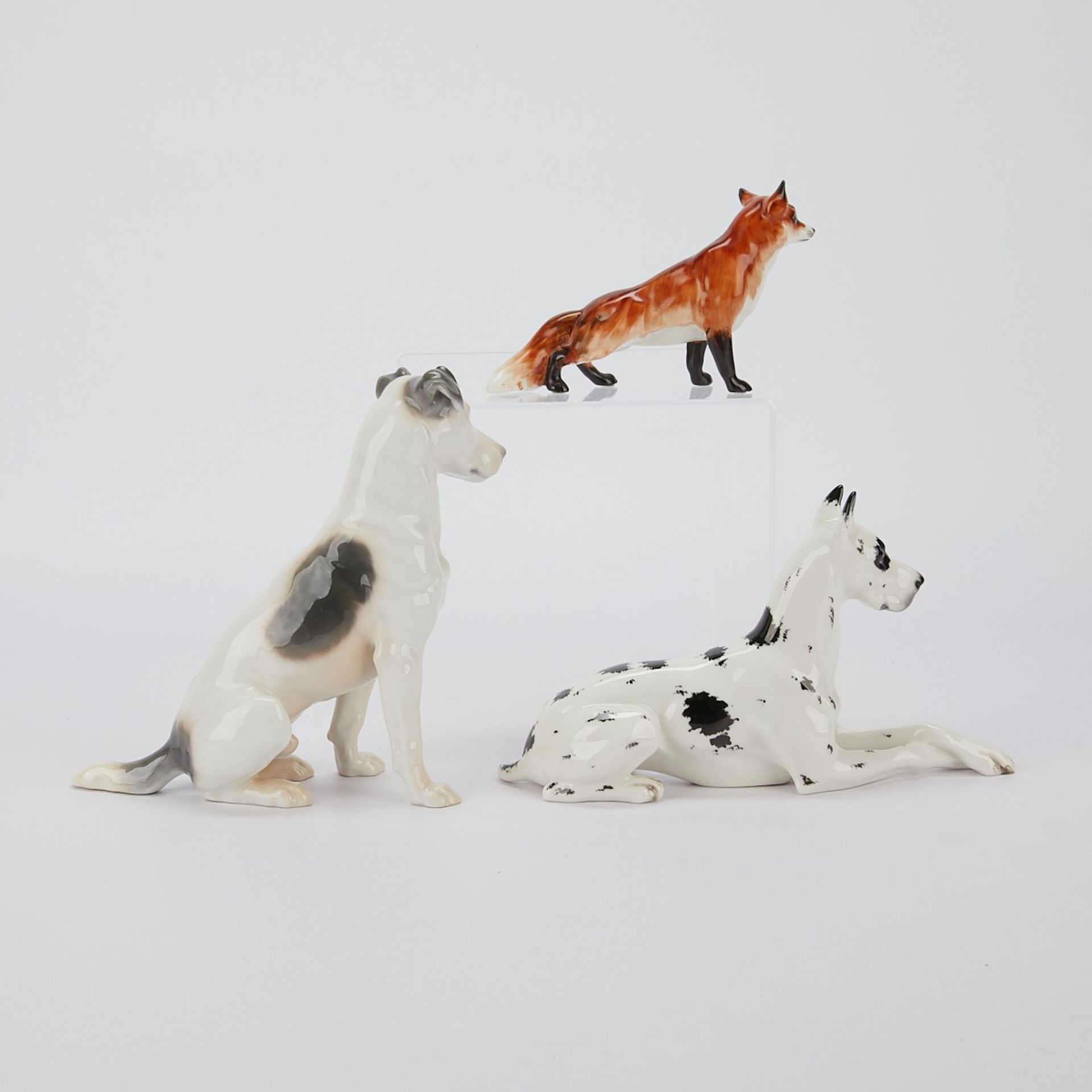 Group of 3 Porcelain Animals - Dogs and Fox - Image 5 of 13