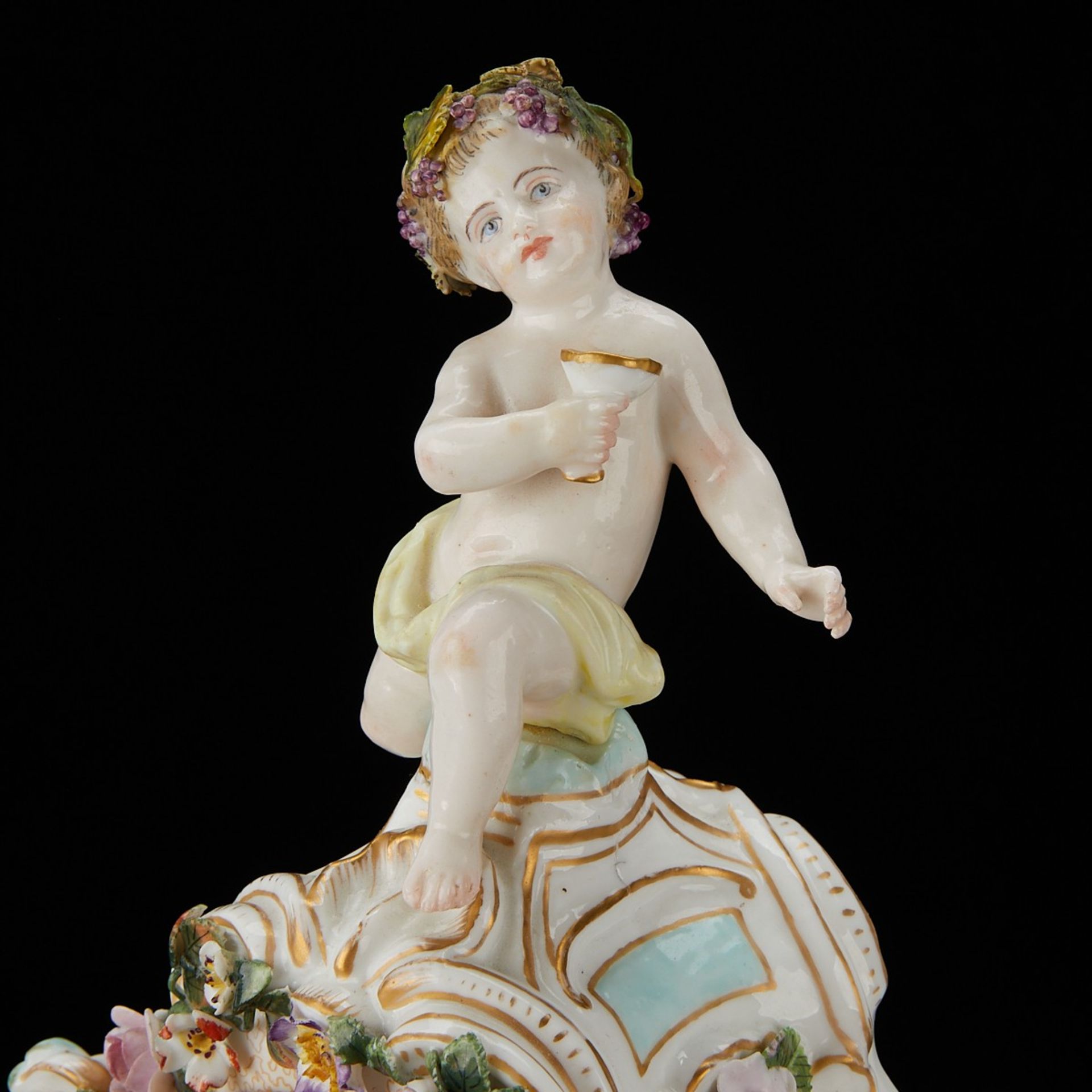 Dresden Porcelain Clock w/ Baby & Flowers - Image 2 of 14