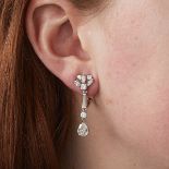 14k White Gold Diamond Dangle Earrings