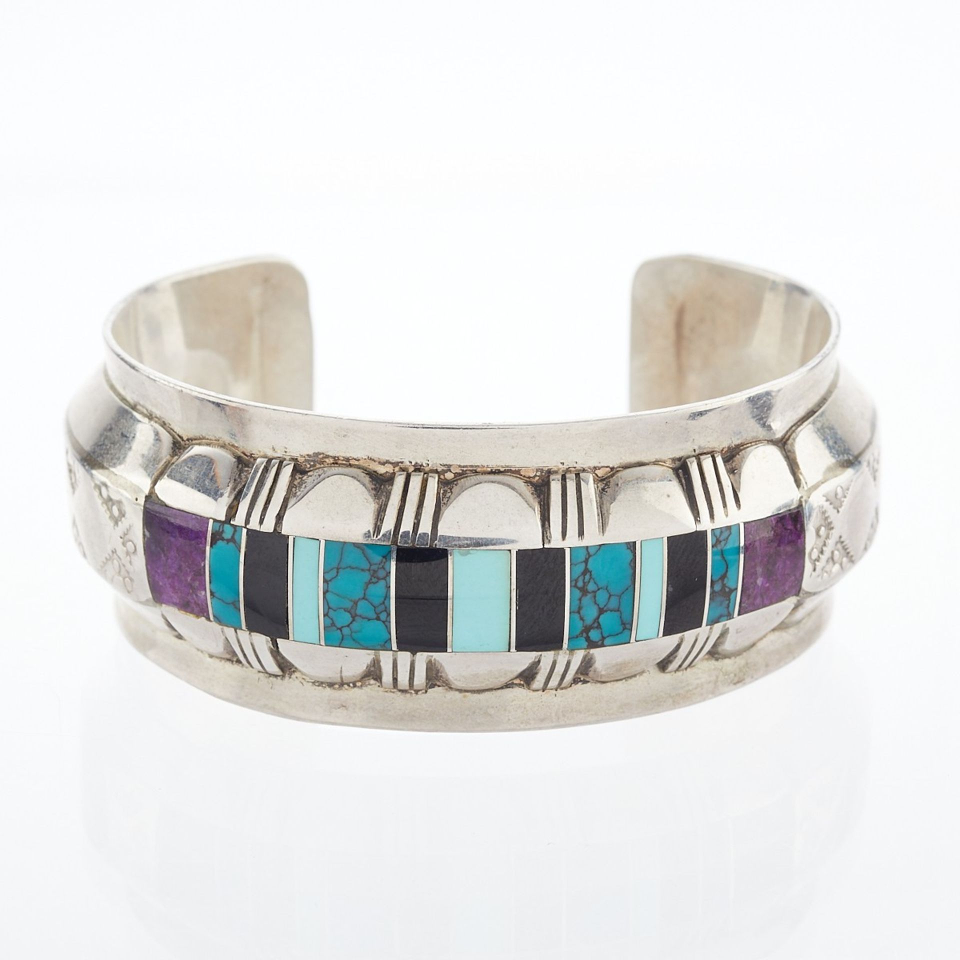 Southwest Sterling & Turquoise Cuff Bracelet - Image 2 of 9