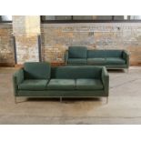 Pair of Florence Knoll MCM Suede & Chrome Sofas