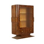 Art Deco Wooden Cabinet with Glass Shelves