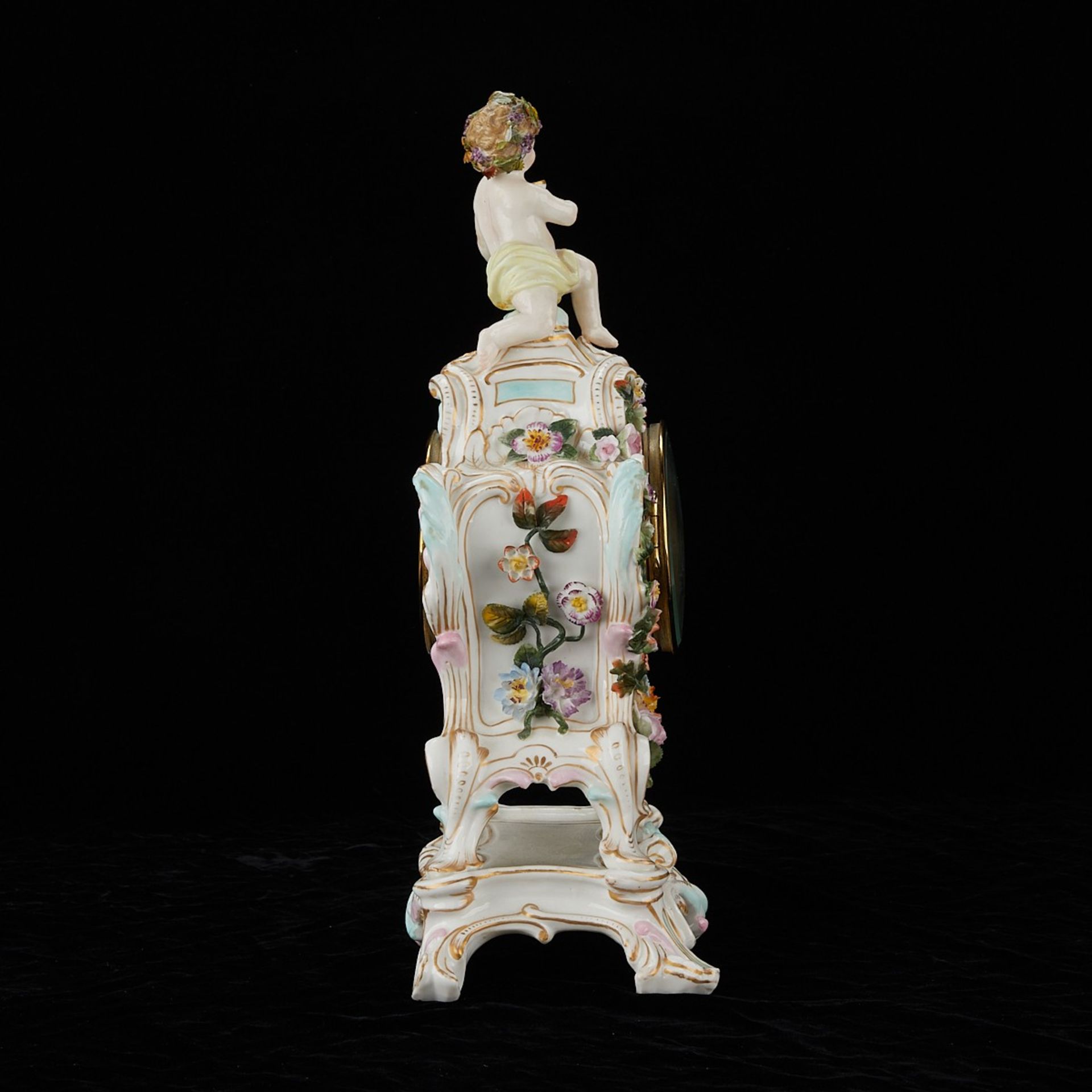 Dresden Porcelain Clock w/ Baby & Flowers - Image 5 of 14