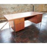 Dunbar MCM Desk - Teak, Walnut, Chrome