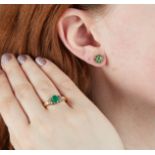 Set of Emerald & 14k Gold Earrings & Ring