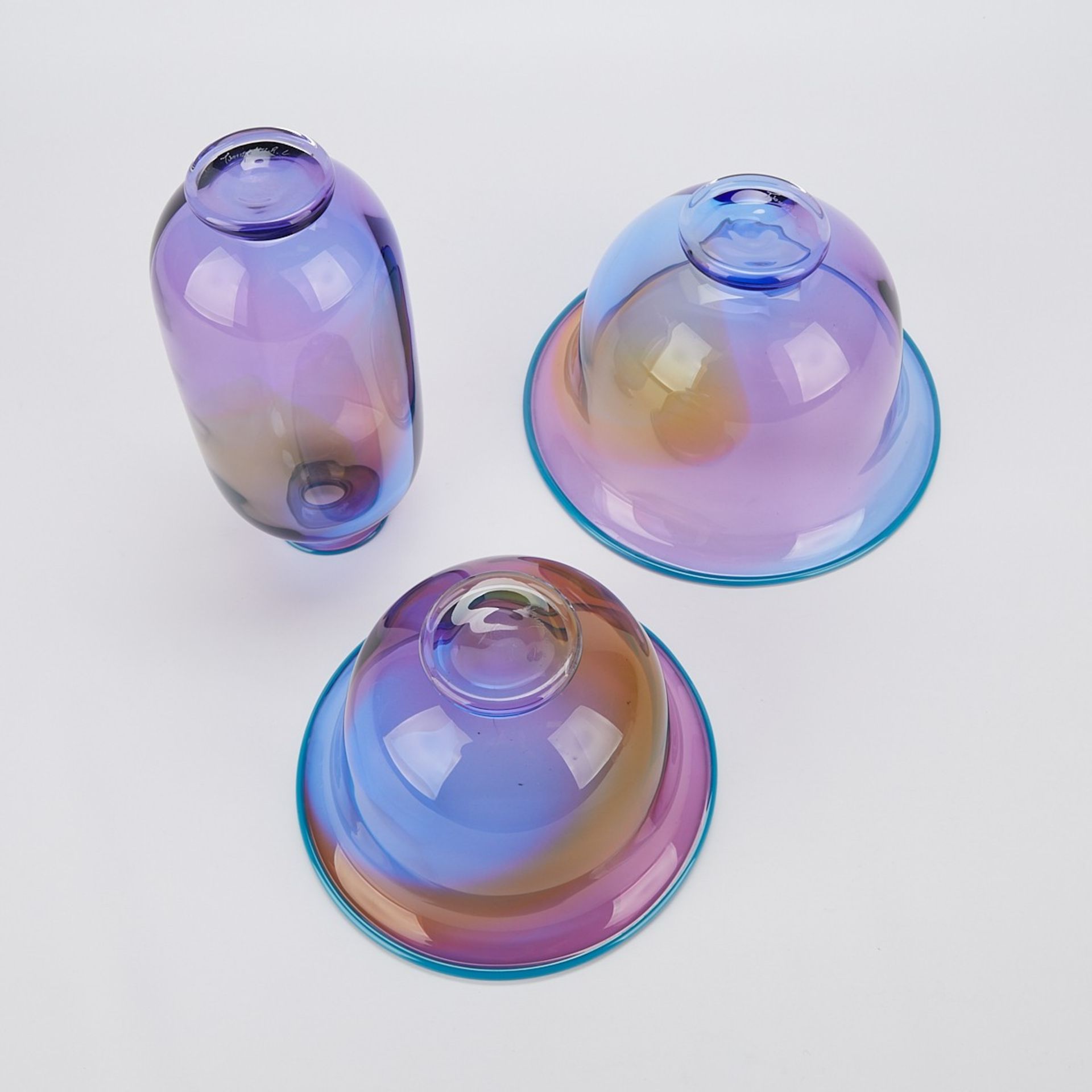 3 Transjo Hytta Multicolored Glass Vessels - Bild 6 aus 11