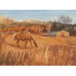 Bud Helbig Horse in Field Watercolor Painting