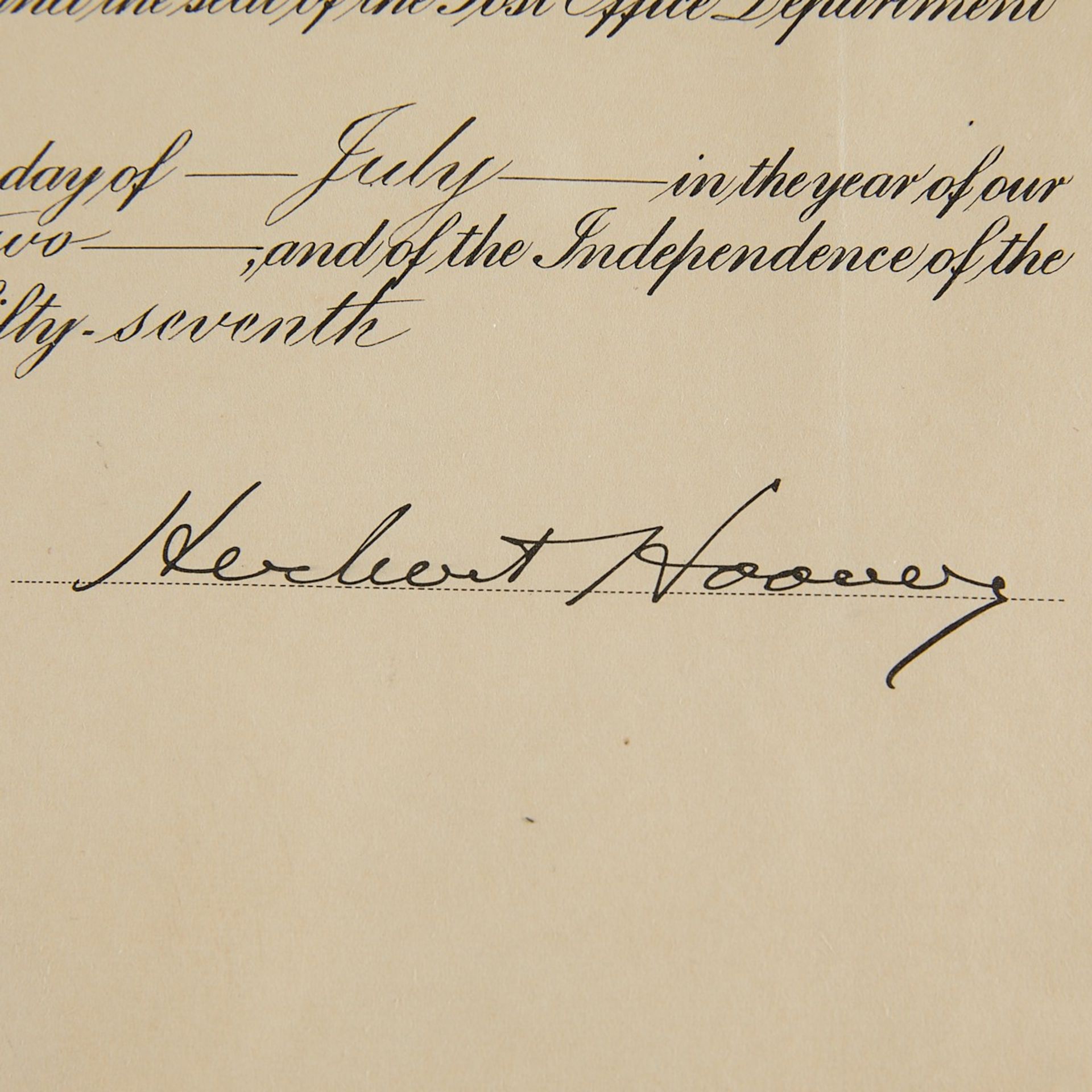 Postmaster Document Signed by Herbert Hoover - Bild 2 aus 7