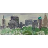 Jo Lutz Rollins NYC Cityscape Watercolor Painting