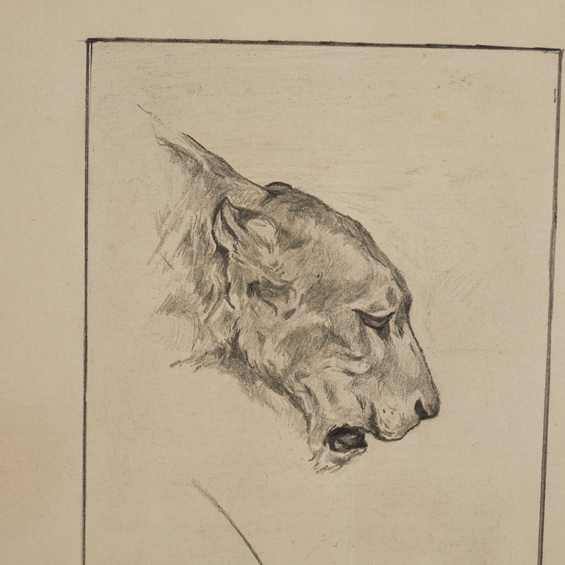 3 Edward Brewer Graphite Sketches Big Cats & Wagon - Image 10 of 17