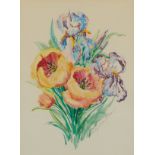 Henrietta Dunn Mears Watercolor Tulips and Irises