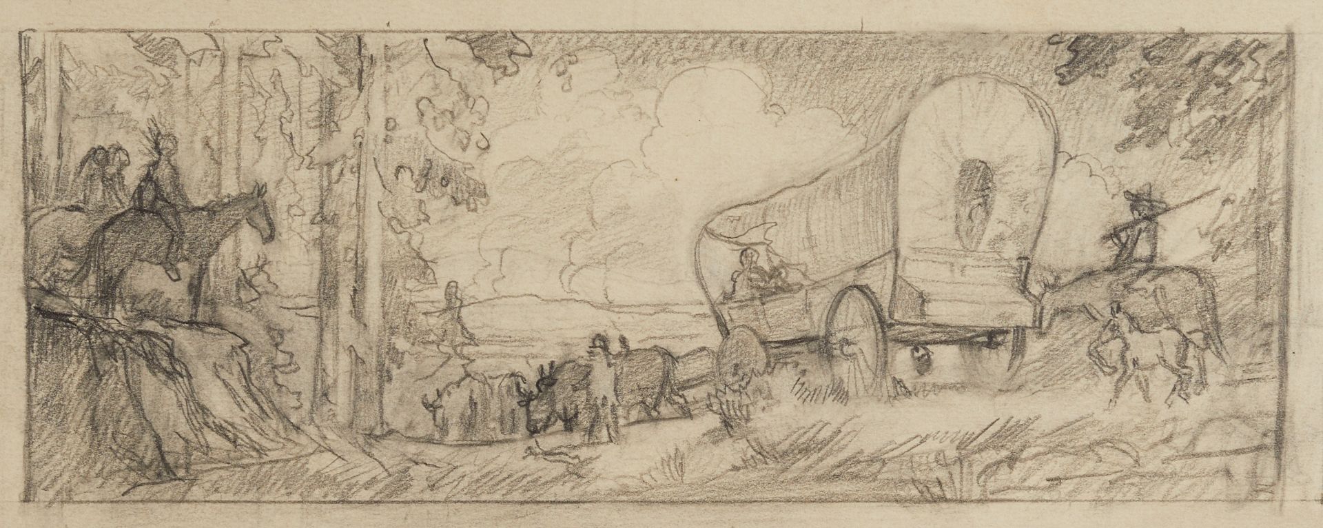 3 Edward Brewer Graphite Sketches Big Cats & Wagon - Image 3 of 17