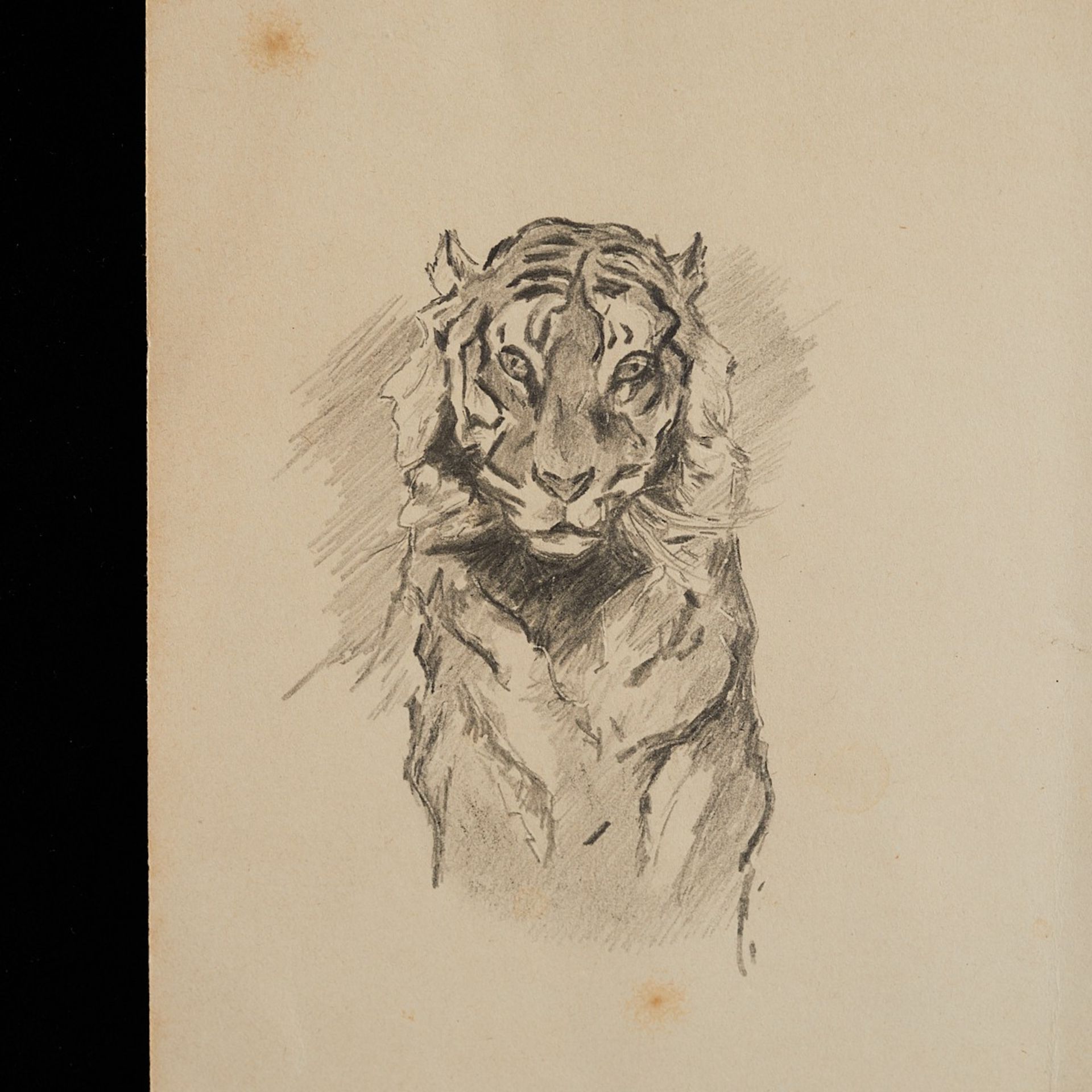 3 Edward Brewer Graphite Sketches Big Cats & Wagon - Image 6 of 17
