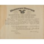 Postmaster Document Signed by Herbert Hoover