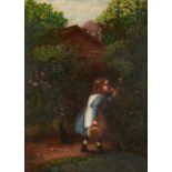 B.S. Hayes Painting of Young Girl in Garden