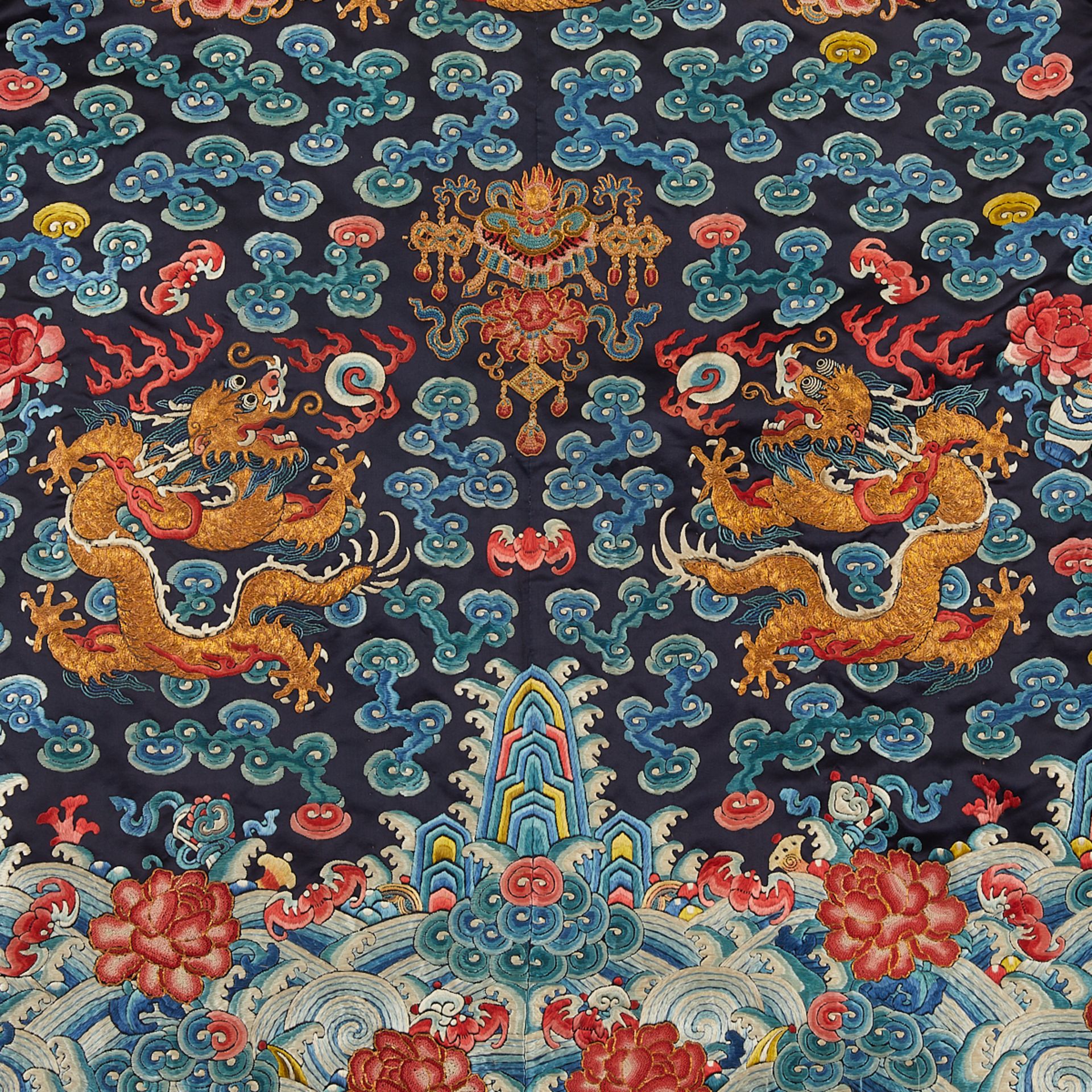 19th c. Chinese Embroidered Silk Dragon Robe - Image 4 of 9